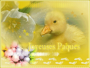 Gif animé joyeuses Pâques canard